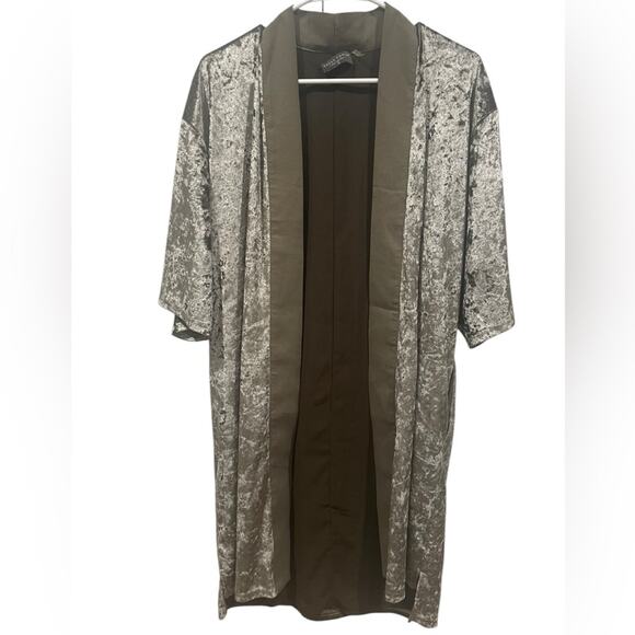 Dress‎ Forum Green Velvet Duster Kimono Cardi Size Medium - Picture 1 of 8